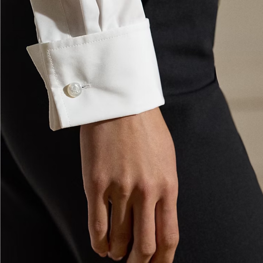 ⭐🎩Polo by Ralph Lauren White Formal Wingtip Collar Tuxedo Button Down Shirt - Picture 3 of 6